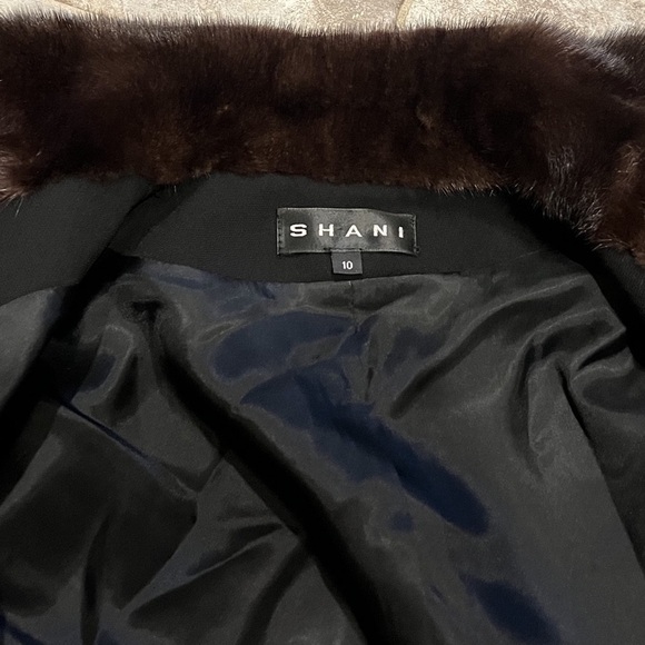 SHANI Mink Collar Jacket Blazer Style Belted Size 10 Black Brown Lined FLAWLESS - Picture 9 of 13